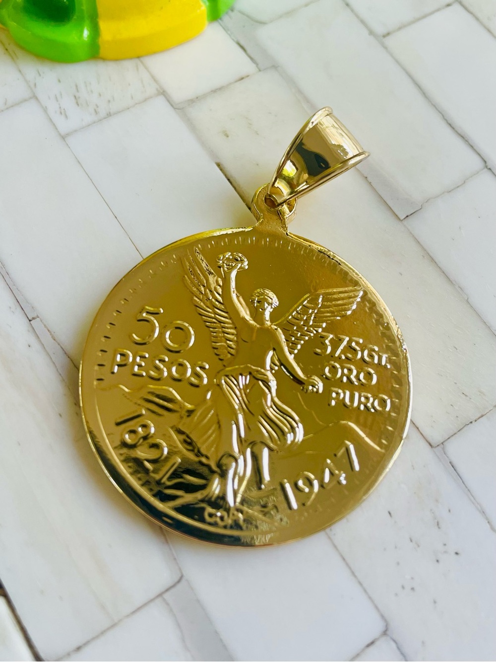 Gold Plated 50 Pesos Pendant NWOT